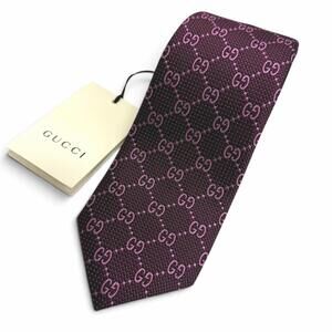 GUCCI 408865 100% Silk GG Jacquard Pattern Tie, Regular Purple, Made in Italy...